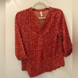 Maroon & Tan Blouse
